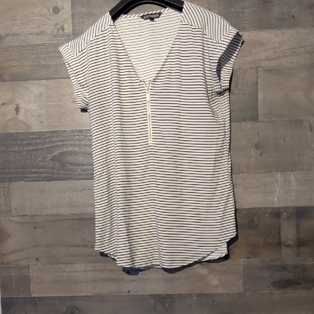 Express Black and White Striped Blouse